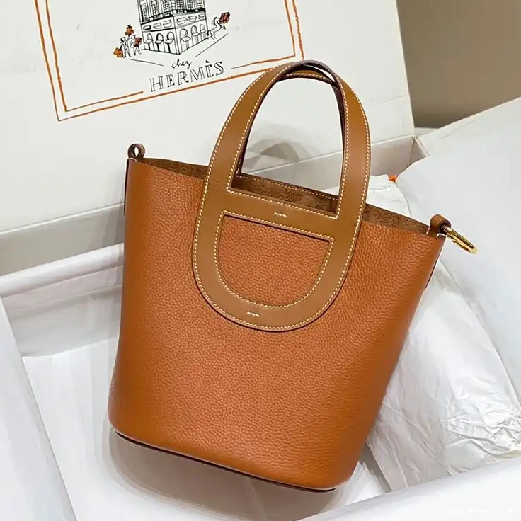 Leather Clemence Hardware Bag Hermes Brown In-The-Loop In 18 Gold 0509